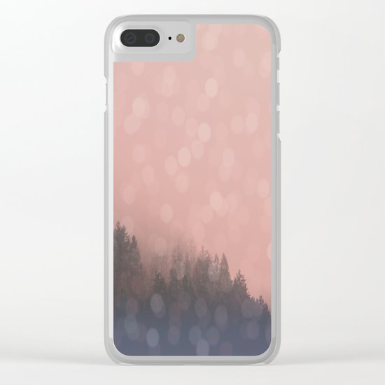 Frosty Morn, Forest Landscape Sparkles Clear iPhone Case