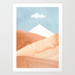 Desert, Mountain and Cloud Original Landscape Illustration Art Print