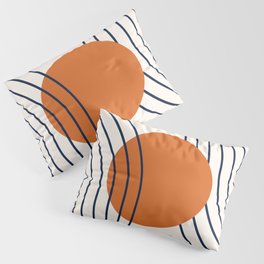 Geometric Lines in Navy Blue Orange 1 (Rainbow Abstraction) Pillow Sham