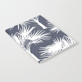 Palm Trees Retro Tropical White on Navy Notebook