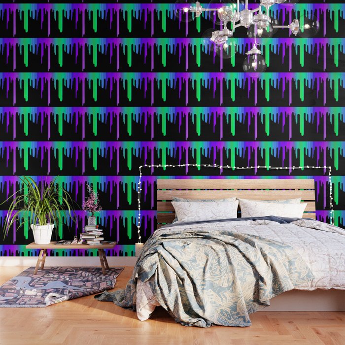 Paint Drip Blue Purple Green Wallpaper by Art by Deborah Camp