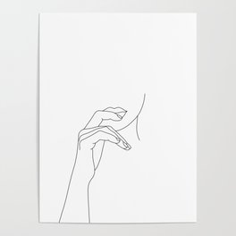 Hands line drawing illustration - Grace Poster