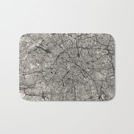 France, Paris City Map - Black and White Aesthetic - French Cities Bath Mat