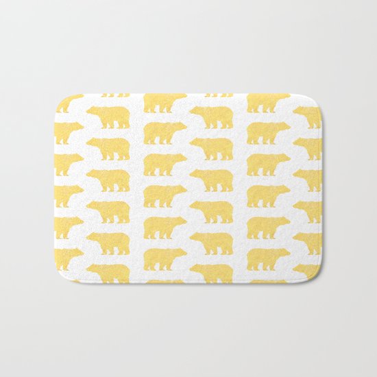Gold Bears - foil glitter sparkle gold pattern print bear golf golfing nature trendy hipster sports Bath Mat