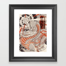 Japanese tattoo Typhoon dragon Framed Art Print