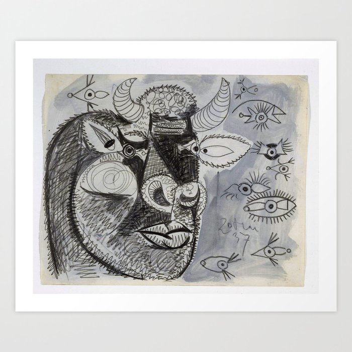 Pablo Picasso Bull Painting 1937 Artwork for Prints Posters Tshirts Bags Men Women Youth Art Print