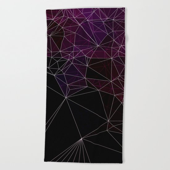 Polygonal purple, black and white Beach Towel