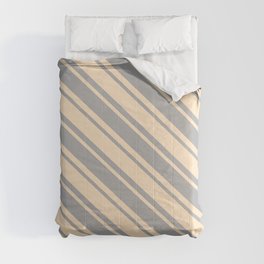 [ Thumbnail: Bisque & Dark Gray Colored Lines/Stripes Pattern Comforter ]