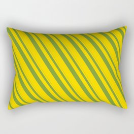[ Thumbnail: Green and Yellow Colored Pattern of Stripes Rectangular Pillow ]