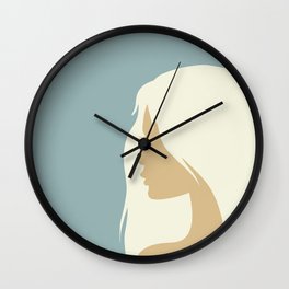 blonde girl in profile Wall Clock