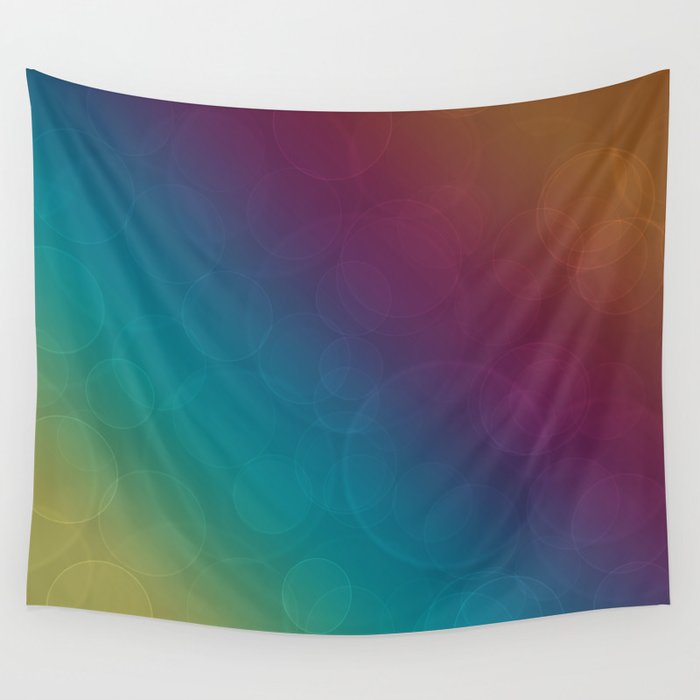 Bohek Bubbles on Rainbow of Color - Ombre multi Colored Spheres Wall Tapestry
