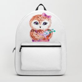 Сartoon baby owl. Cartoon Owl Art. Beautiful colorful Owl. Backpack