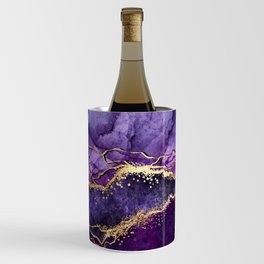 Violet marble texture with glitter gold Wine Chiller