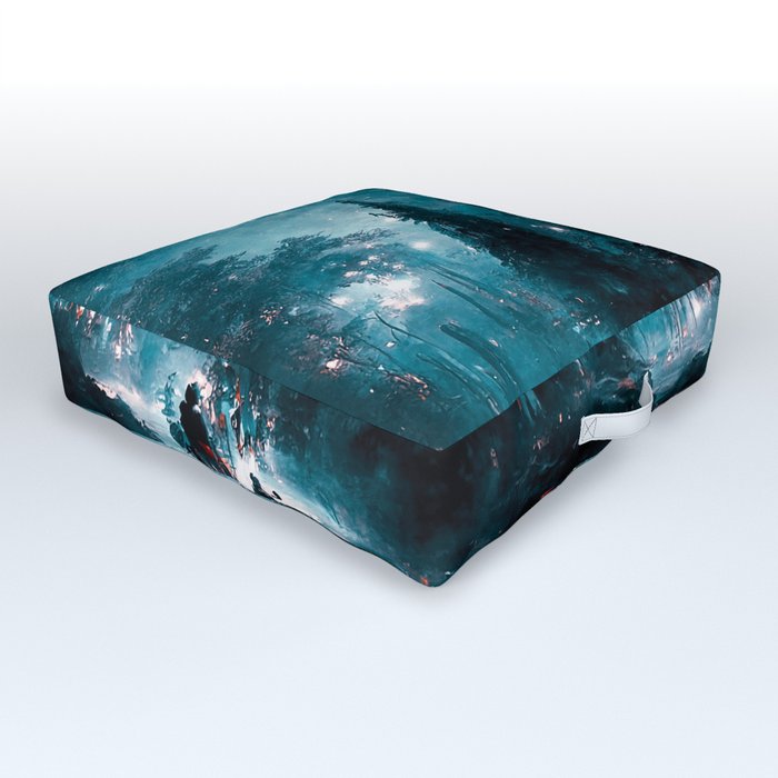 Walking into the forest of Elves Outdoor Floor Cushion