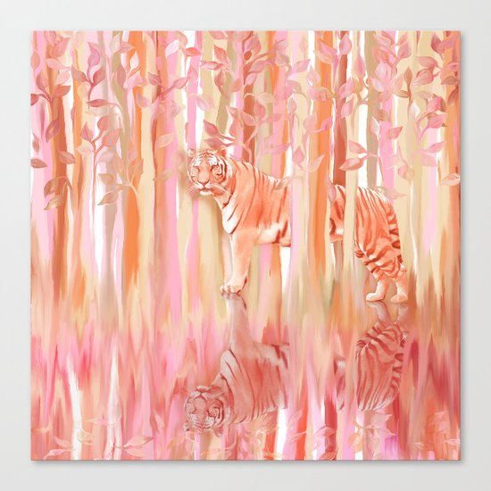 Tiger in the Trees - Painting / Collage Canvas Print