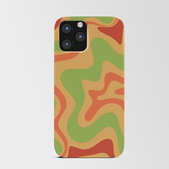 Liquid Swirl Retro Abstract Pattern in Lime Green, Pink Grapefruit Red, and Orange iPhone Card Case