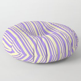 [ Thumbnail: Pale Goldenrod and Purple Colored Stripes/Lines Pattern Floor Pillow ]