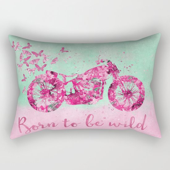 Artsy colorful flower power motorcycle Rectangular Pillow