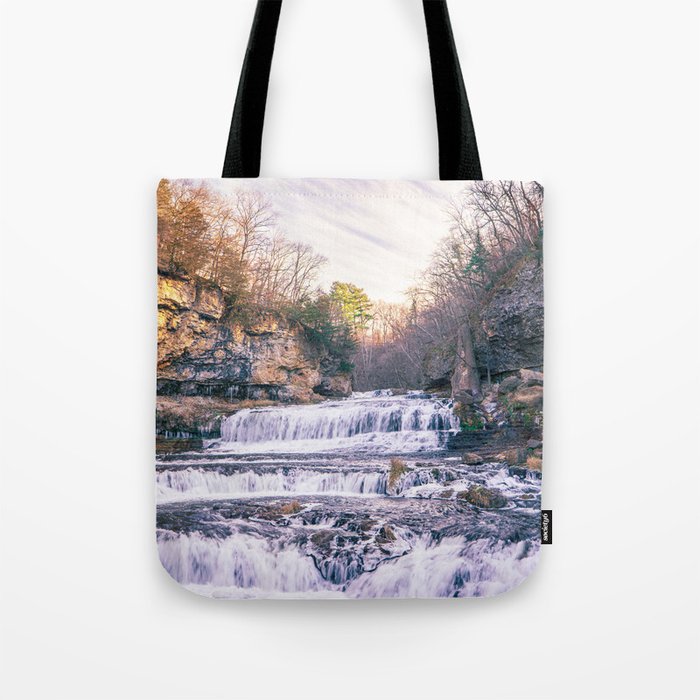 Late Autumn Waterfall | Long Exposure Photography Tote Bag