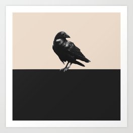 Raven Black Horizon Minimalism  Art Print