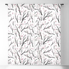 Winter trees with berries. New Year and Christmas print pattern Blackout Curtain