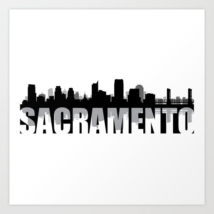 Sacramento Silhouette Skyline Art Print by RayHyra | Society6