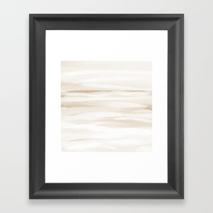 Dunes 11 - Abstract Modern - Beige Cream White Greige Tan Desert Sand Gray Framed Art Print