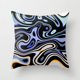 Marble Ink Design Fluid blue turquoise White Throw Pillow