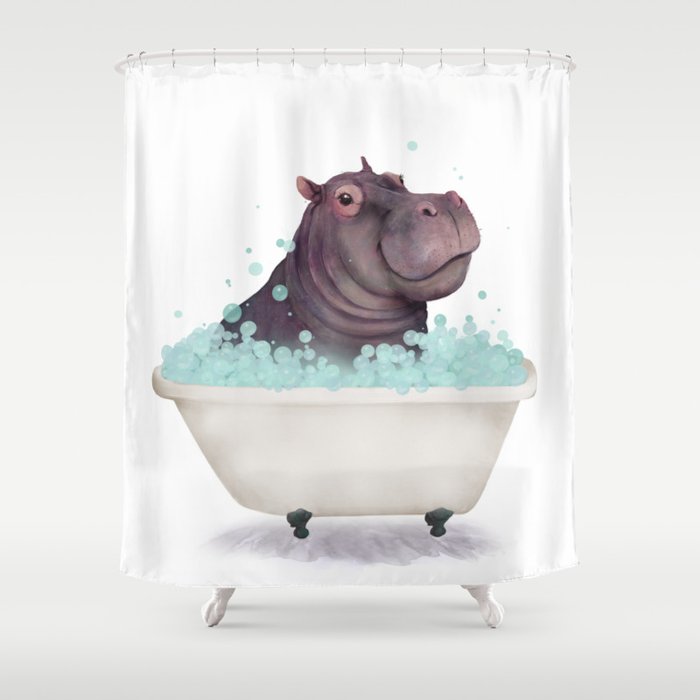 Hippo in the Bathtub  Shower Curtain