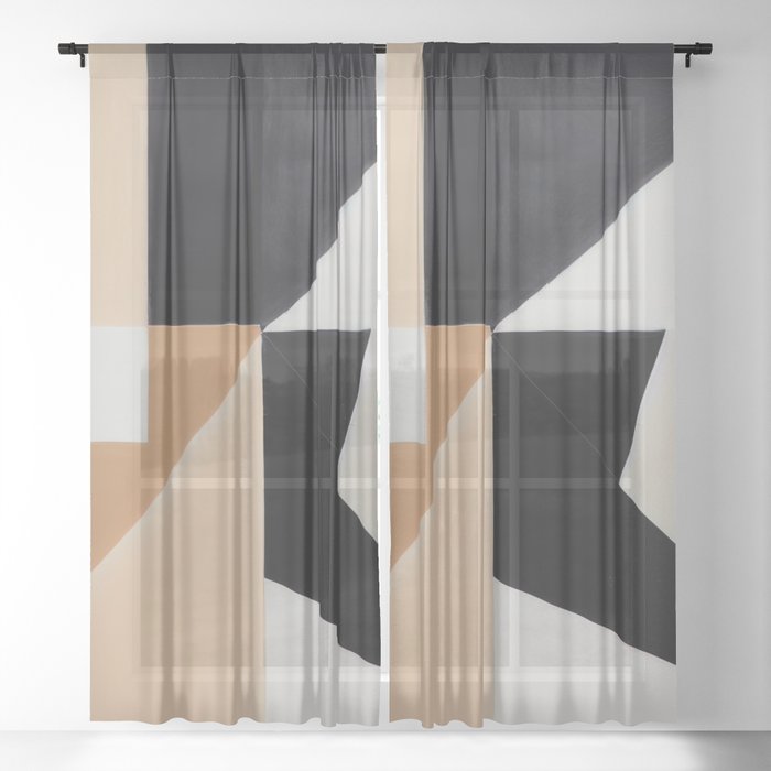 Home Office Beige Sheer Curtain