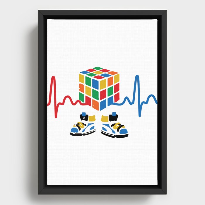 Heartbeat rubik cube / cube lover / cube game Framed Canvas