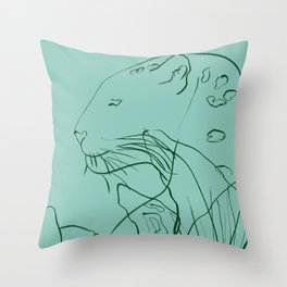 Eco Aware Throw Pillow | Curated, Mint, Botanical, Fall, Drawing, Leaf, Colorblock, Monicamoralesartist, Bicolor, Lady 