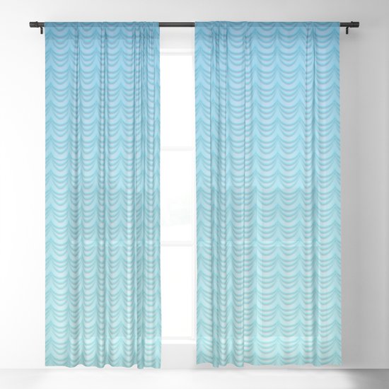 Aqua Ombre Waves Sheer Curtain By Pixel404 Society6 Aqua Ombre Waves Sheer Curtain By