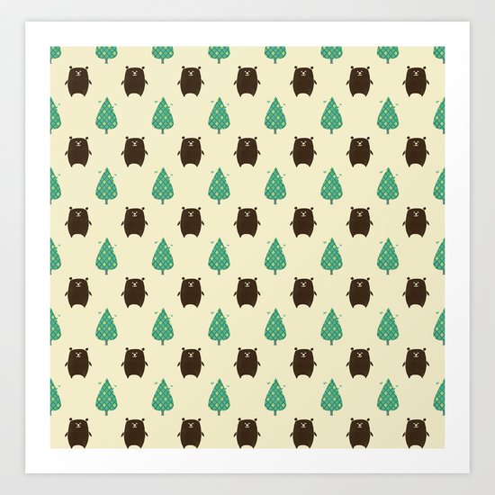 Bears and Trees Art Print