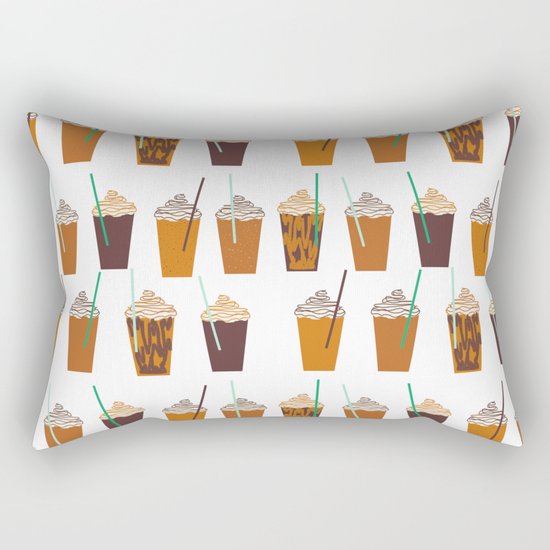 Pumpkin Spiced Latte fall autumn winter seasonal coffee drinks pattern Rectangular Pillow