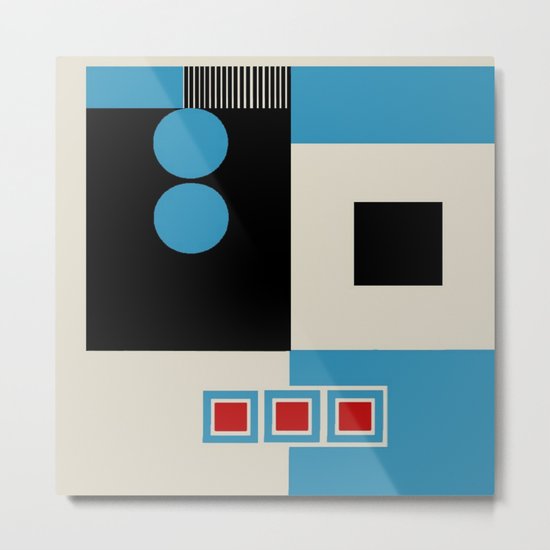 Abstract in Blue, Black, Red and Beige. See Companion Piece Metal Print