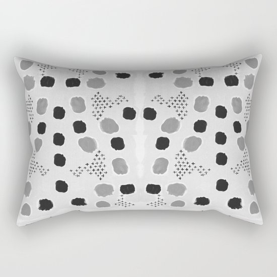 Jordan - black and white grey minimal modern dorm college trendy abstract painting dots brushstrokes Rectangular Pillow