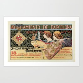 Vintage Art Nouveau expo Barcelona 1896 Art Print