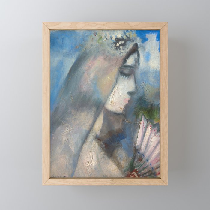 Bride with Fan is an Early Modernist oil on canvas painting created by Marc Chagall in 1911  Framed Mini Art Print
