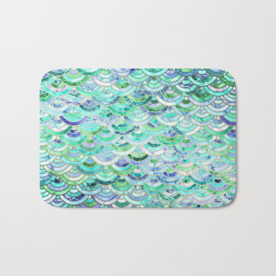Marble Mosaic in Mint Quartz and Jade Bath Mat