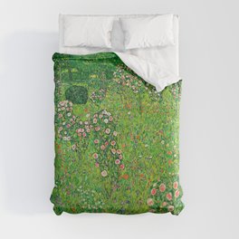 Gustav Klimt "Orchard With Roses" Duvet Cover