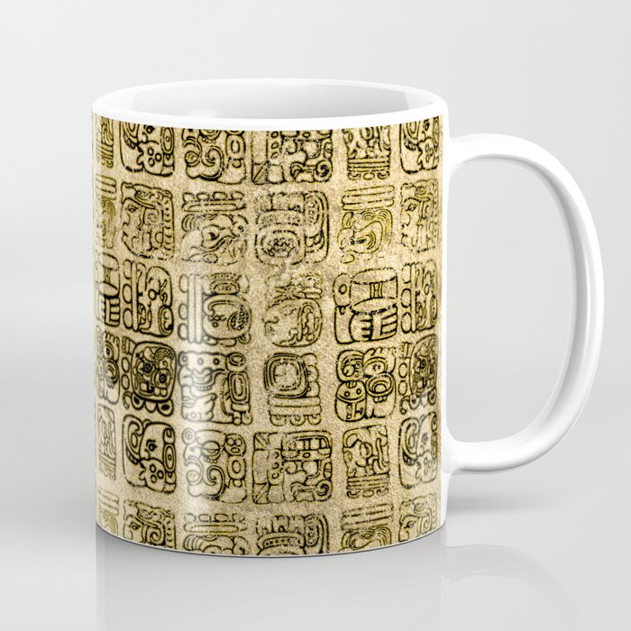 Mayan and aztec glyphs gold on vintage texture Coffee Mug