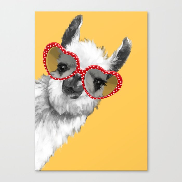 Fashion Hipster Llama with Glasses Canvas Print
