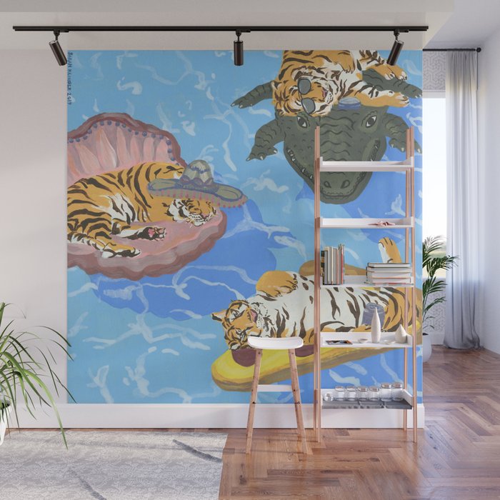 Pool Partiers (Pizza Clam Gator) Wall Mural