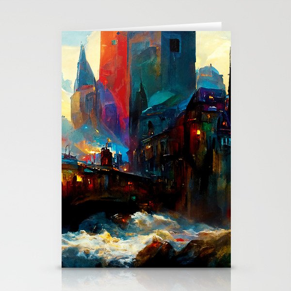 City from a colorful Universe Stationery Cards