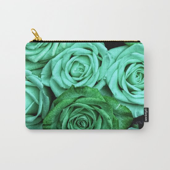 Sea Green Roses Carry-All Pouch