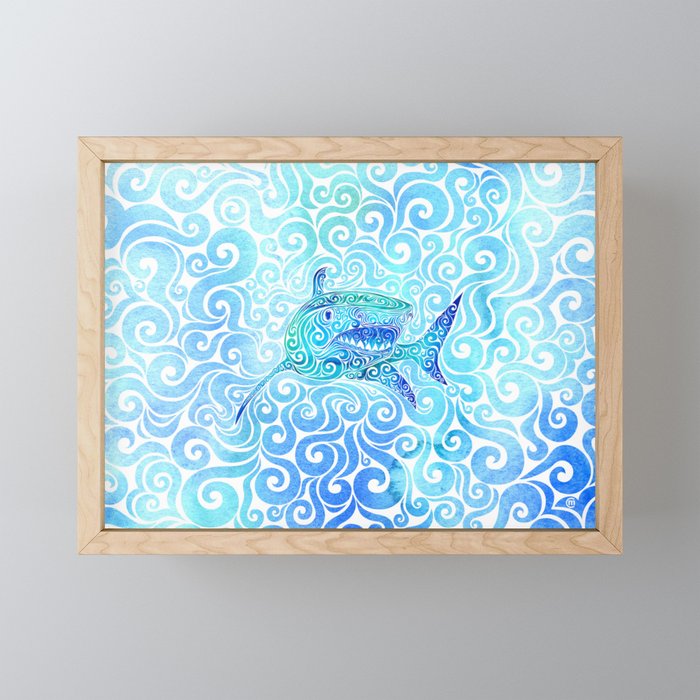 Swirly Shark Framed Mini Art Print