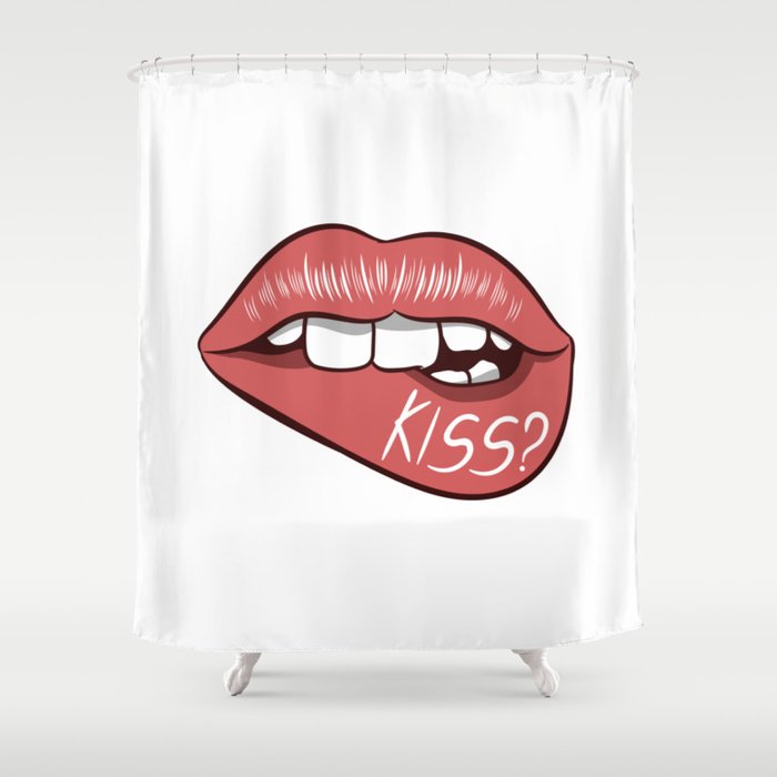 Illustration Female Sensual Lips Shower Curtain
