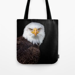 White Head Eagle with black background Tote Bag