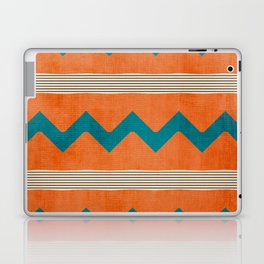 Teal Orange Chevrons Modern Artwork Laptop Skin